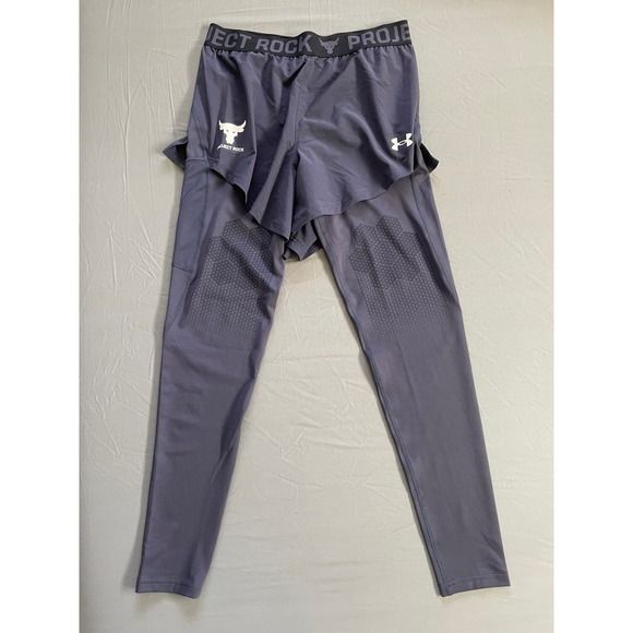 RARE Under Armour Mens Large Project Rock Compression Leggings 2 in 1 Shorts NWT - Picture 1 of 7
